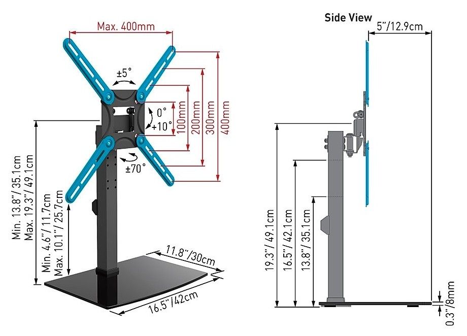  Bordstativ Barkan S320, Sving og tilt, 29 til 58