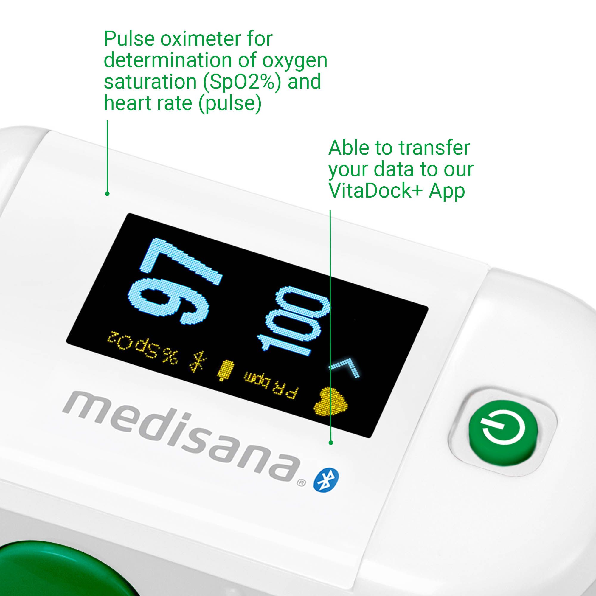  Pulsoxmeter Medisana med blåtann til VitaDock app