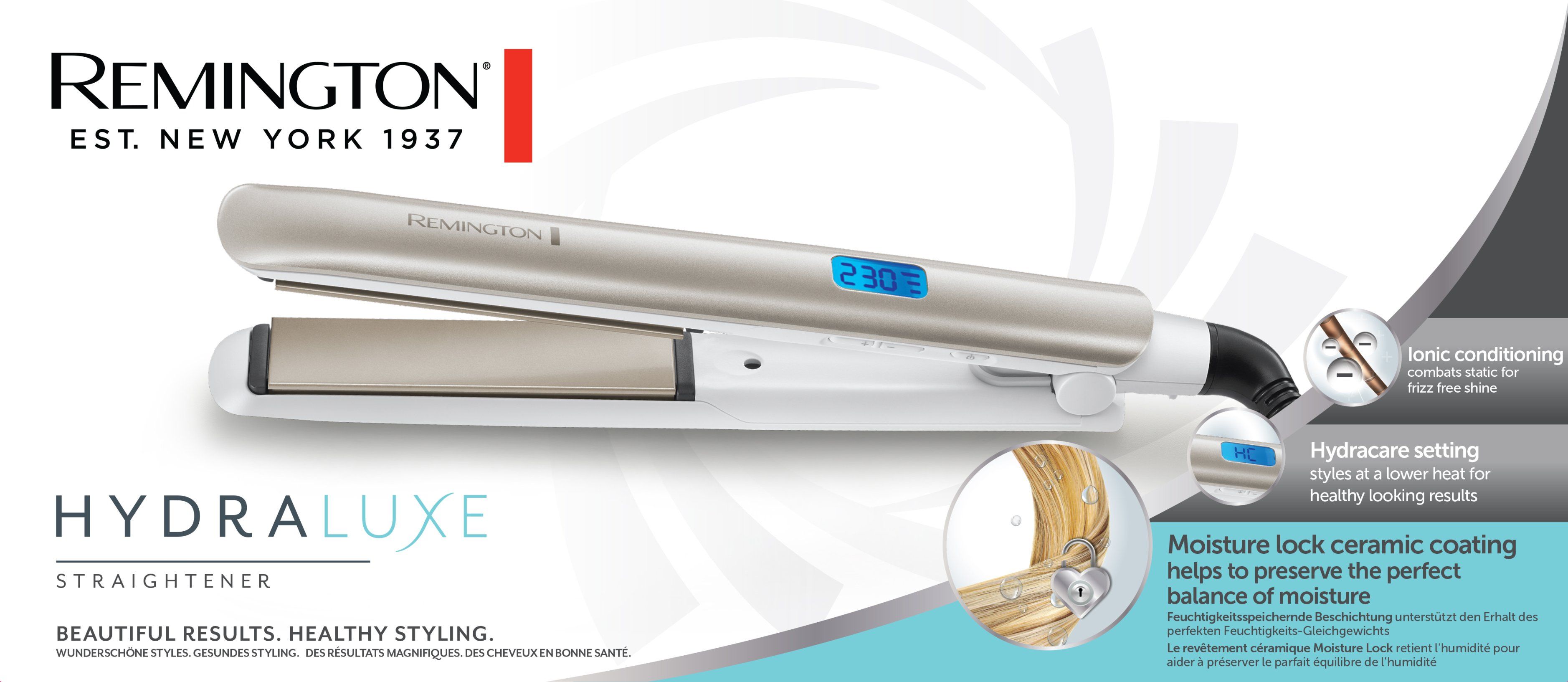 Rettetang Remington HYDRAluxe S8901, hvit, 110 mm