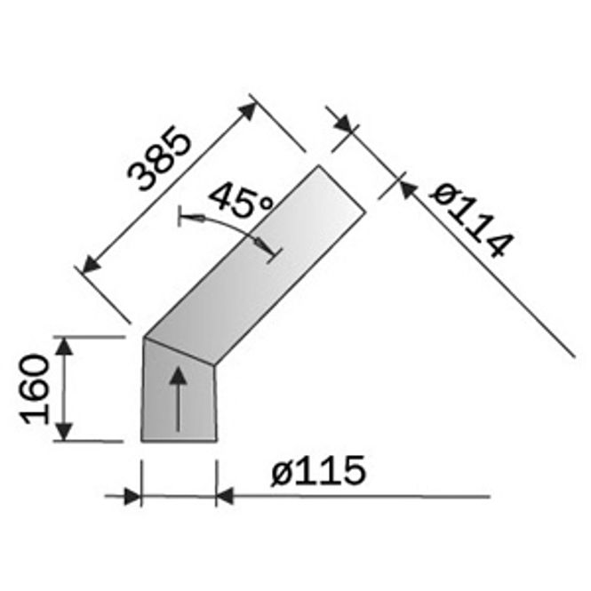 Hovedbilde Monteringsrør uisolert, 45 grader, rustfritt stål