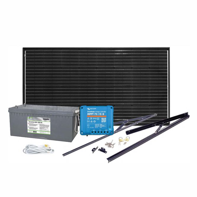 Hovedbilde Solcelleanlegg 12V, 185 watt, AGM 260At