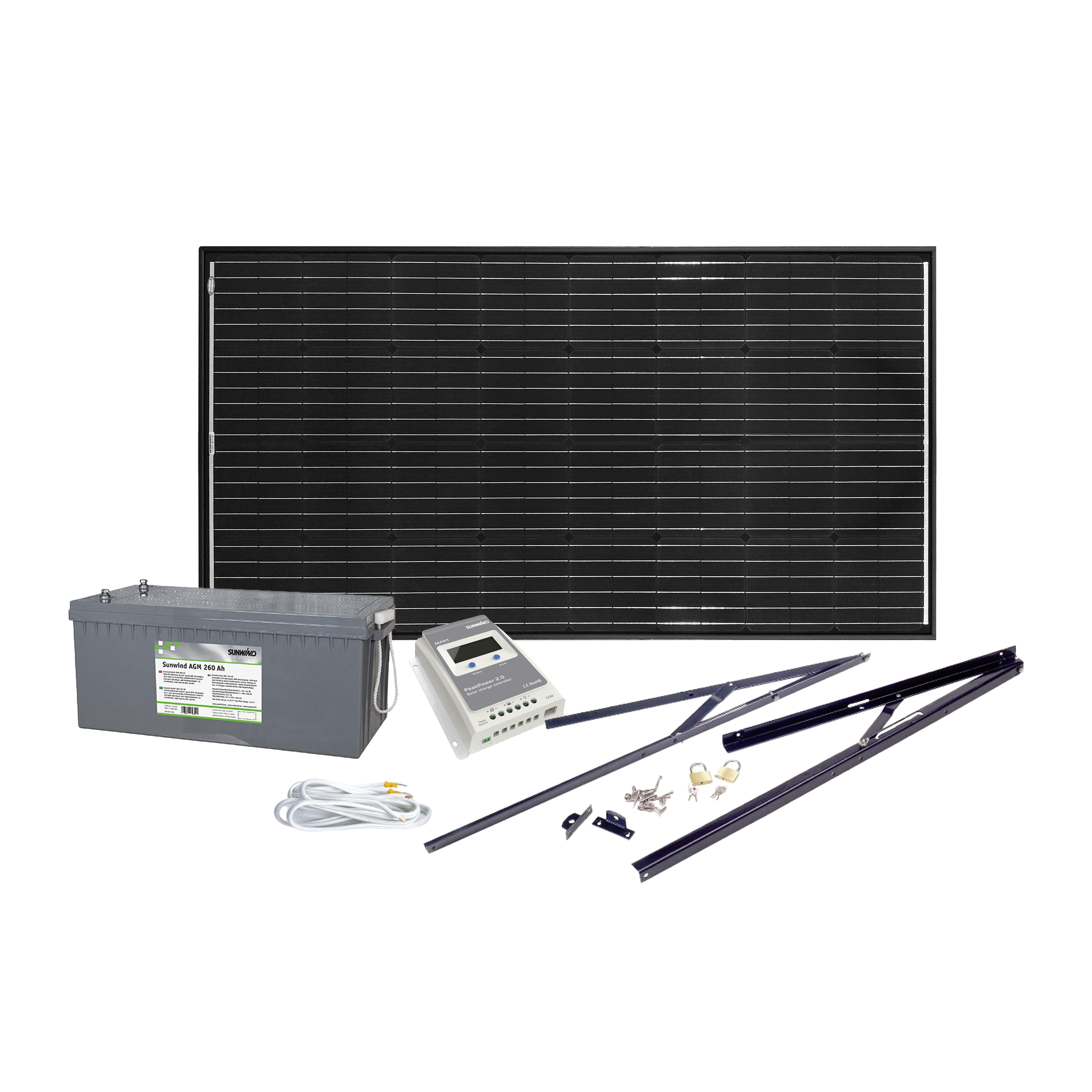 Solcelleanlegg 12V, 185 watt, AGM 260At