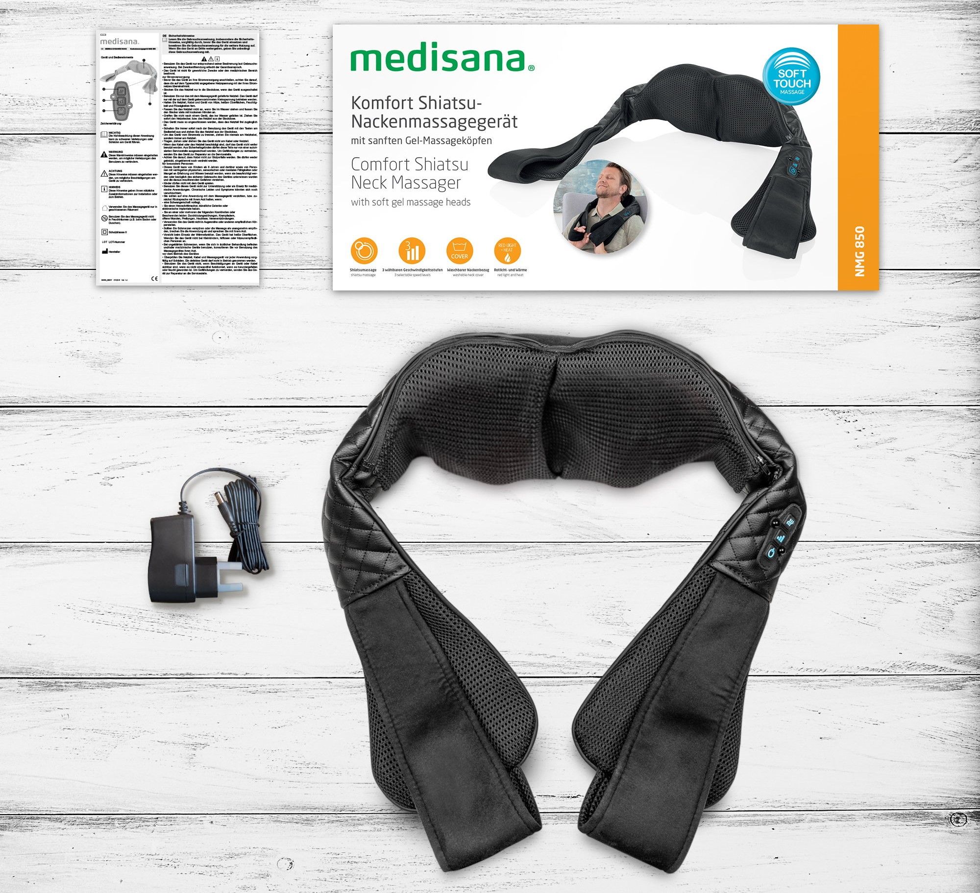 Nakke massasje Medisana NMG850, svart shiatsu pute